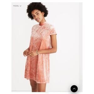Madewell Women Velvet Mock Neck Dress in Soft Pink Size XS
